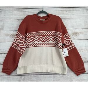 Rip Curl Oversized Crewneck Cosmic Kiss Sweater Womens Medium Brick White NEW